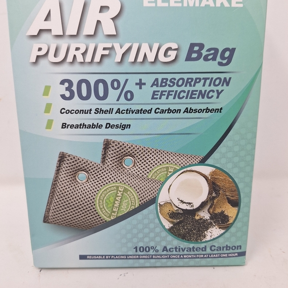Elemake Air Purifying Bag Coconut Shell Activated Carbon Reusable Odor Relief - Picture 2 of 9